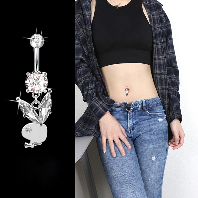 Body Jewelry Goth - هيبوالرجينيك 925 فضة أرنب السرة ثقب