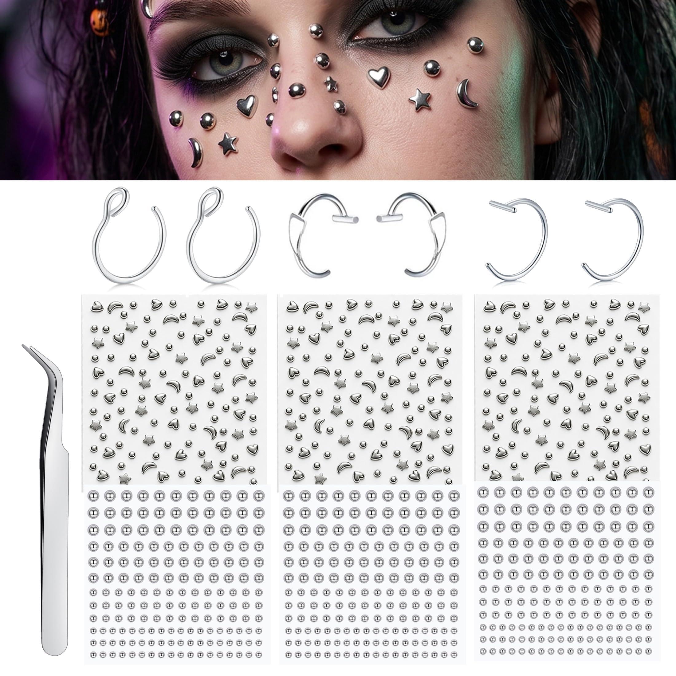 Body Jewelry Hoops - كرات ثقوب وهمية لاصقة للأنف، حلقات