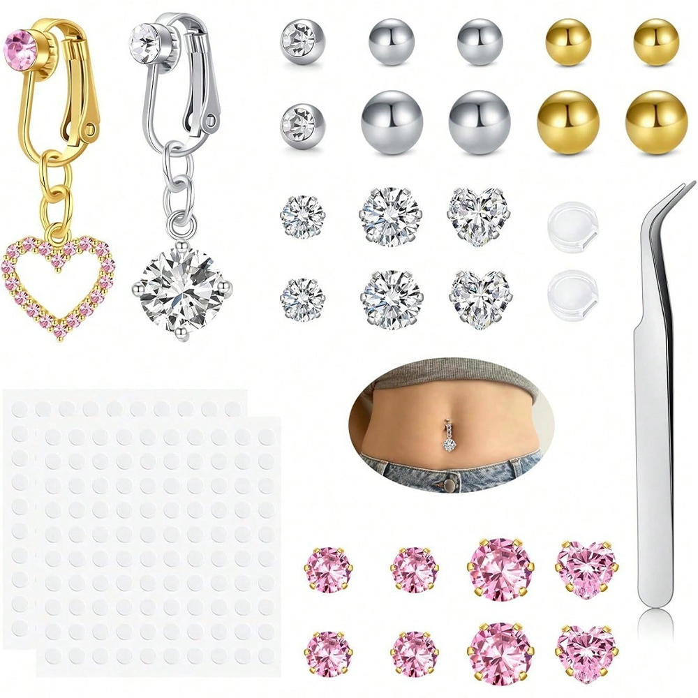 Body Jewelry Hoops - حلقات سرة البطن الذهبية المزيفة بتصميم