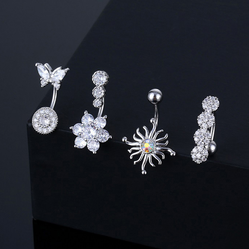 كريستال البطن خاتم على شكل زر  - مراجعة Body Jewelry Hoops وسعره