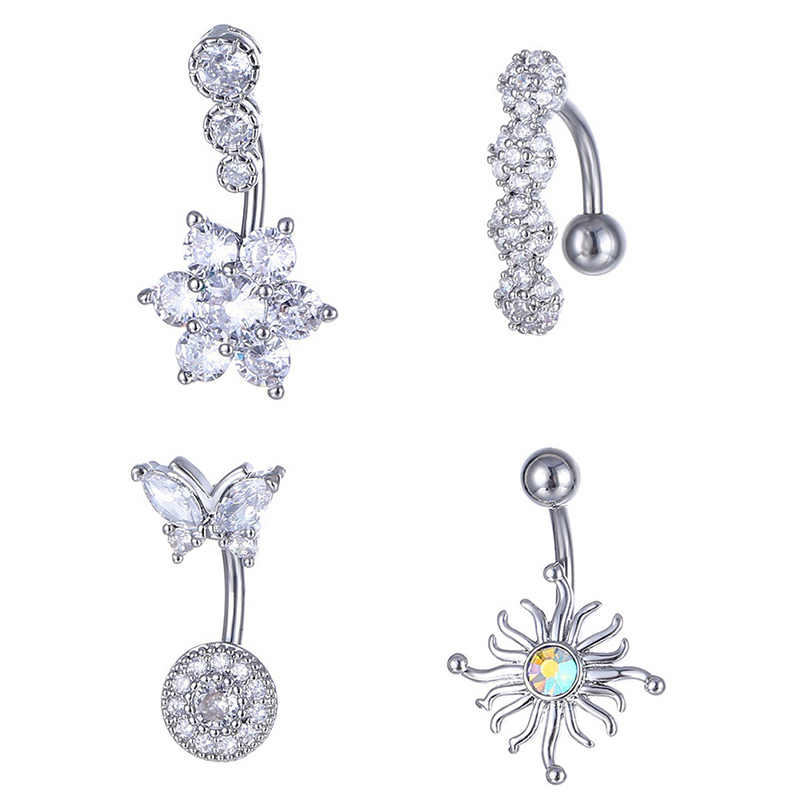 كريستال البطن خاتم على شكل زر  - مراجعة Body Jewelry Hoops وسعره