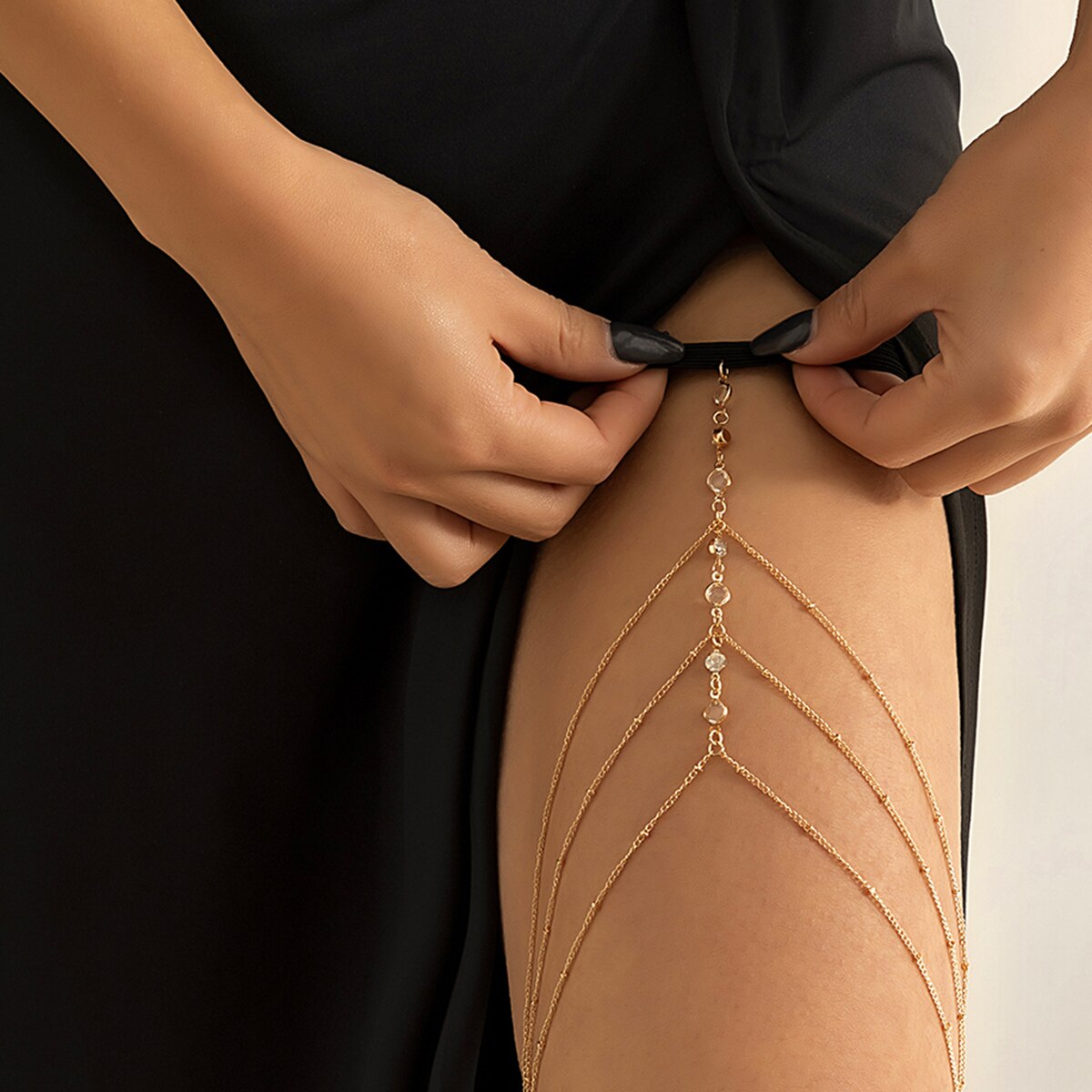 بوهو شريط مرن كريستال الساق ال - مراجعة Body Jewelry Goth وسعره