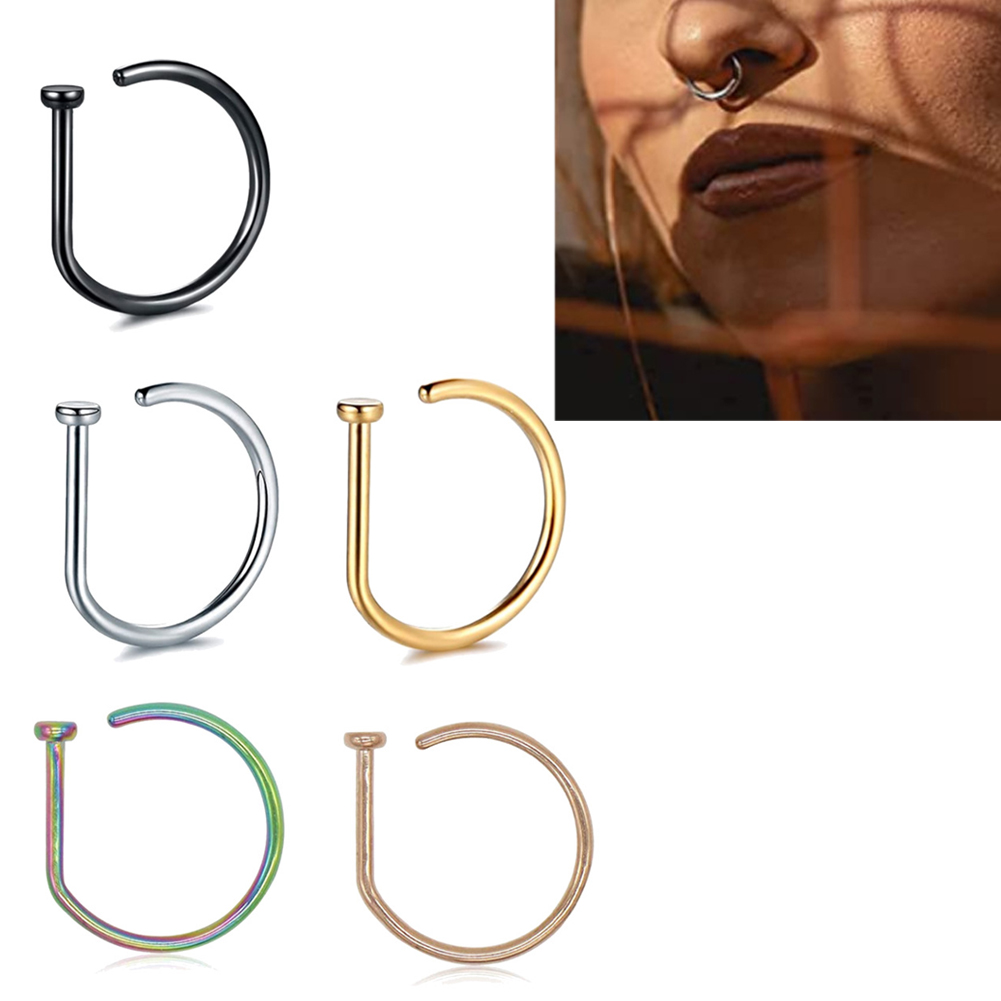 1 قطعة امرأة رجل وهمية الأنف خ - مراجعة Body Jewelry Hoops وسعره