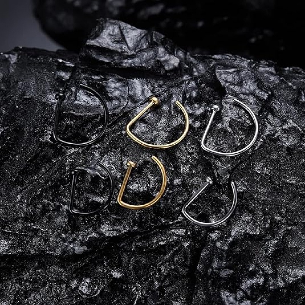 4 قطع من حلقات الأنف على شكل ح - مراجعة Body Jewelry Hoops وسعره