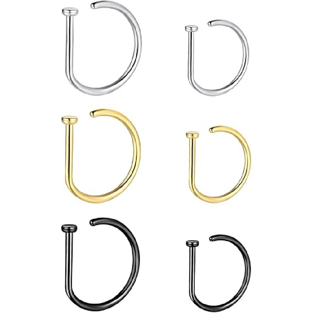 4 قطع من حلقات الأنف على شكل ح - مراجعة Body Jewelry Hoops وسعره